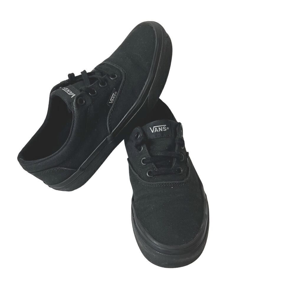 VANS Off The Wall Womens Sz 7.5 Classic Black Lace Up Low Top Sneaker Skate Shoe